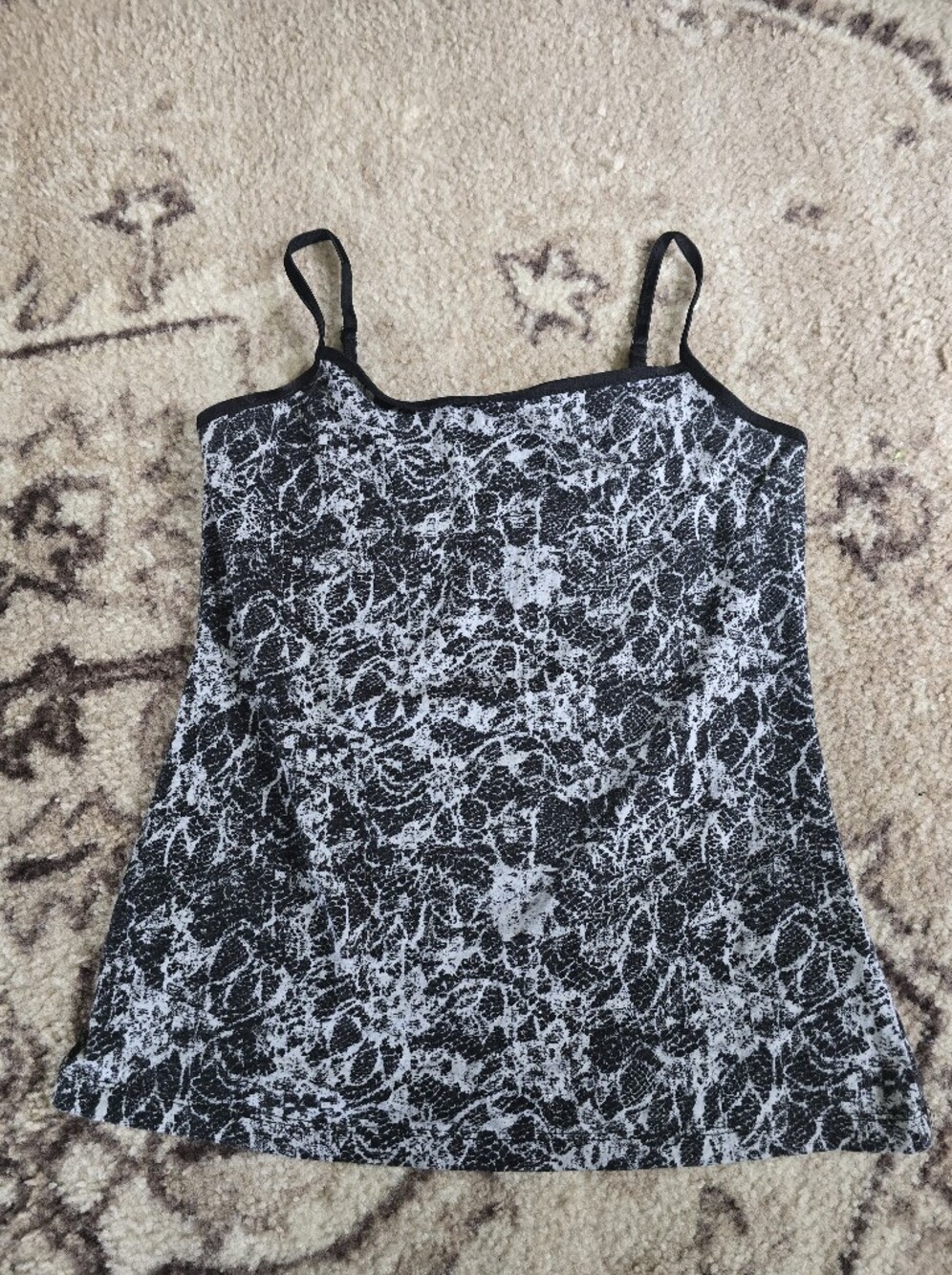 George Black & White Lace-Print Cami